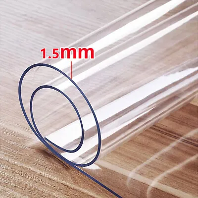 $28.99 • Buy 1.5MM Thick Clear PVC Tablecloth Protector Dining Table Waterproof Cover