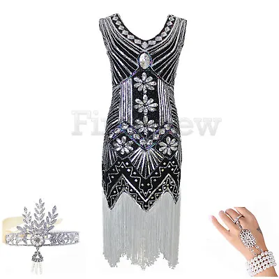 Vintage 1920s Flapper Dress Fringe Charleston Downton Abbey Great Gatsby Costume • £23.99