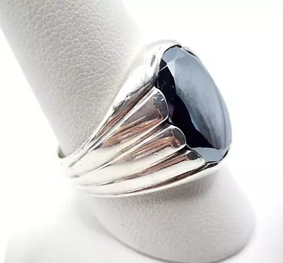 Sterling Silver Man's Hematite Ring Estate Jewelry Sz 10 • $44