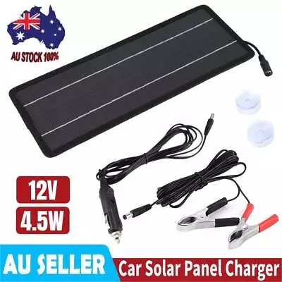 $25.88 • Buy 4.5W Solar Panel Kit Trickle Charger 12V Battery Charge RV Boat Car Jump Starter
