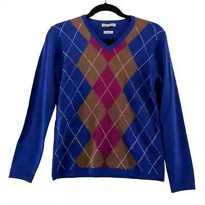 Peter Millar Mens Argyle Sweater Size Small Merino Wool Blue VNeck • $32.99