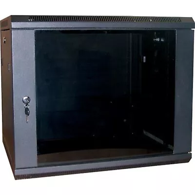 6U 390mm Deep Black Wall Mounted 19  Data Cabinet Home Networking • £169