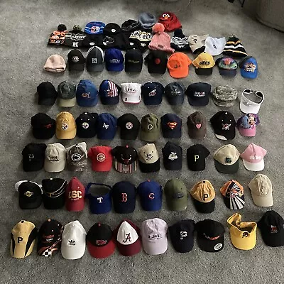Reseller Hat Lot Of 76 Hats Caps Wholesale Bulk Sports NCAA MLB Brands Golf More • $88