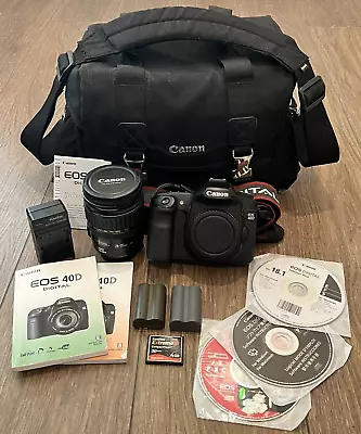 Canon EOS 40D 10.1MP Digital SLR Camera W/ EF IS USM 28-135mm Lens + Extras • $169.99