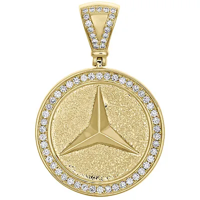 10K Yellow Gold Mens Real Diamond Mercedes Medallion Pendant 1.85  Charm 1.24 CT • $1765