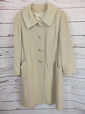 Vintage Lorendale Tan 100% Cashmere Single Breasted Overcoat Women's 46   Chest • $50.40