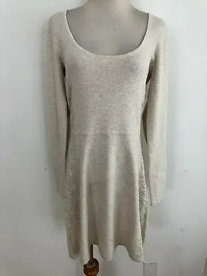 Victoria's Secret Cotton-Blend Knit Sweater Dress Beige W/Open-Knit Sides Size M • $24.99