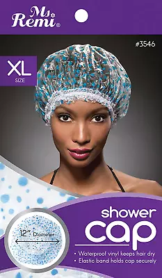 Shower Cap - Blue Dot Pattern Vinyl Material Elastic Band - Extra Large • $6.62