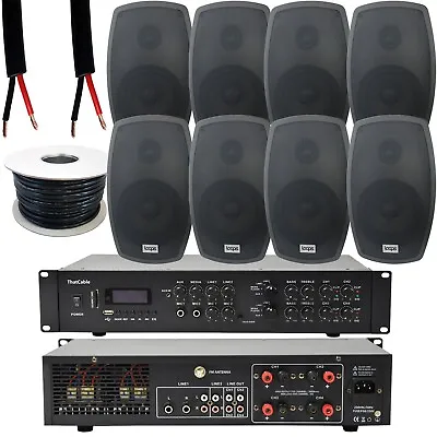 800W LOUD Outdoor Bluetooth System 8x Black Speaker Weatherproof Garden Music • £724.99