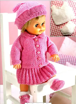 Vintage  COPY  Dolls Clothes Knitting Pattern 7 Items To Knit.  Hght: 31-56cm DK • $5.86