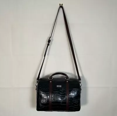 Osprey London Bag Black Brown Womens Size Medium Leather Crocodile Barrell • £39.95