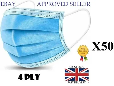 50 Disposable Advanced Protective 4 PLY Medical Easy To Breath Face Masks • £9.95
