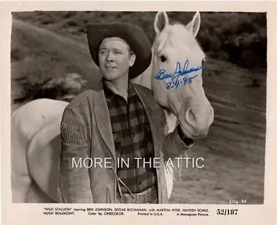 John Wayne Costar Ben Johnson Signed Autographed Cowboy Western Film Still • $70.20