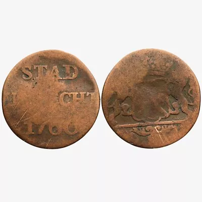 VOC Coin Stad Utrecht 1760 Dutch East India Company DUTCH REPUBLIC #B42 • $1