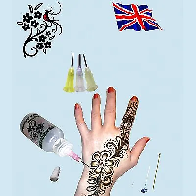 £5.39 • Buy 30ml Mehndi Henna Temporary Tattoo Applicator Writing Drawing Painting Bottle