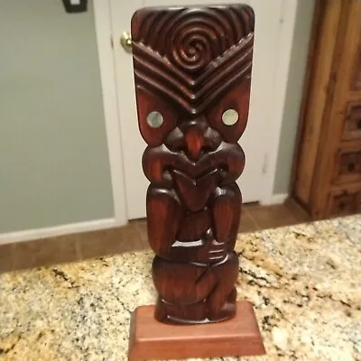 Maori Wood Signed Carving New Zealand Tekoteko Sculpture Tiki NZ Handcrafted • $69.52