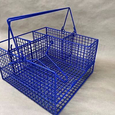 Picnic Caddy Organizer Storage Wire Mesh BBQs Cookout Silverware Plates BLUE • $11