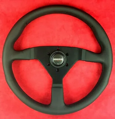 Genuine Momo Monte Carlo Black Leather 350mm Steering Wheel With Horn Button • $342.68