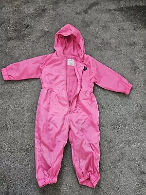 Baby Toddler Girl Fleece Lined Puddlesuit Age 12-18 Months • £2.99