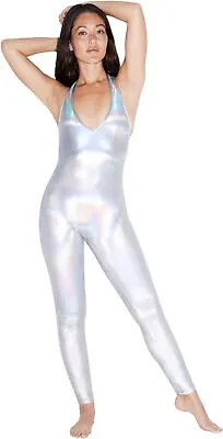 American Apparel Womens Metallic Halter CatsuitBodystocking • £38.55