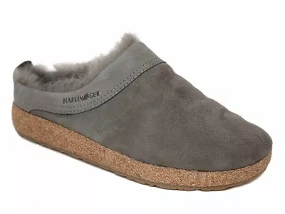 HAFLINGER Snowbird Lambskin Clog Anthracite Gray Shearling Slipper Germany • $89