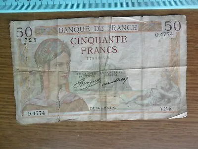 Banque De France 50 Cinquante Francs Franc Note 1936 • £6