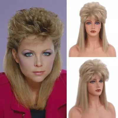 80S Style Blonde Wig With Bangs For Women  Disco Party Wig Mens Womens Wig Funny • $35.14