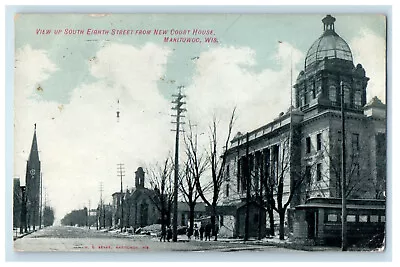 1908 South &th Street View From New Court House Manitowoc Wisconsin WI Postcard • $14.98