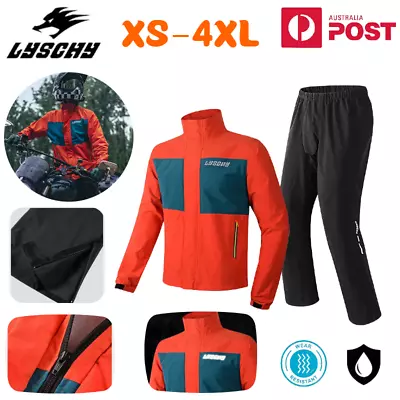 LYSCHY Men Motorcycle Jacket Pant Motorbike Racing Waterproof Suit Wet Weather • $98.26