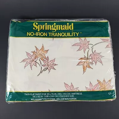 Vintage Springmaid No-Iron Tranquility Twin Flat Sheet  Red Maple  Leaves NOS • $9.99