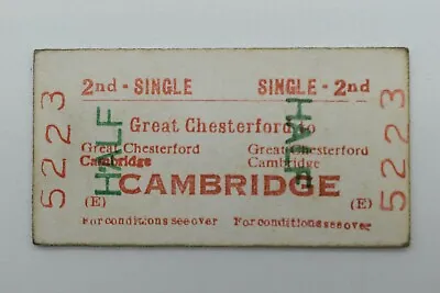 BRB Railway Ticket 5223 Great Chesterford To Cambridge 14 Mar 1988 • £3