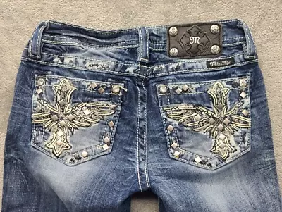 Miss Me Jeans Girls 14 Skinny Youth Regular Fit Embellished Bedazzled Western • $29.99
