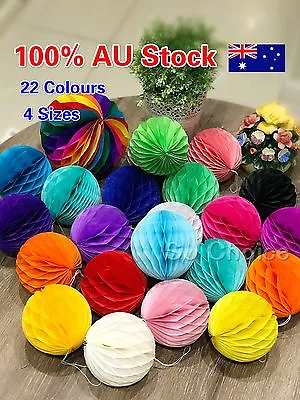 $3 • Buy Tissue Paper Pom Pom Honeycomb Ball Lantern Wedding Party Home Decor AU Stock
