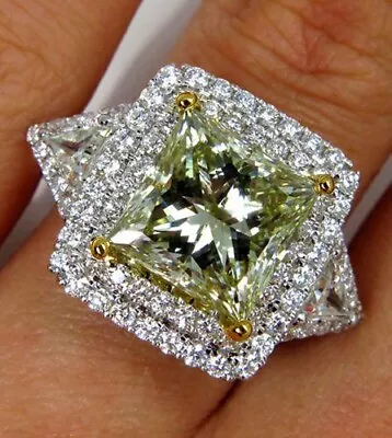 Lab-Created 6.18ct Estate Vintage Fancy Yellow Princess CZ Wedding Women's Ring • $120