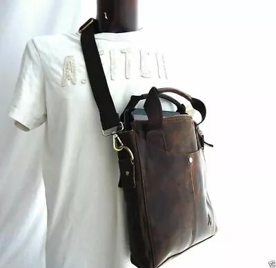 Genuine Soft Leather Shoulder Bag Sling Laptop Vintage Design Strap Brown Davis • $69.99