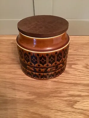 Vintage 1960s Brown Hornsea Heirloom Sugar Pot Jar With Wooden Lid Retro MCM • £6