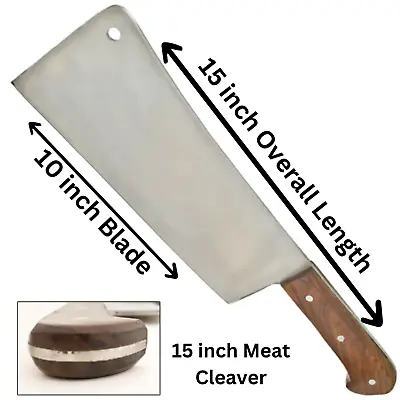 Heavy Duty Meat Cleaver With Full Tang Blade - Wooden Handle • $31.99