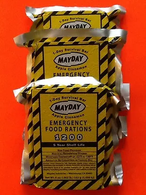 Lot Of 3 Mayday 1200 Calorie Emergency Survival Food Bars Doomsday Prepper BOB • $29.99