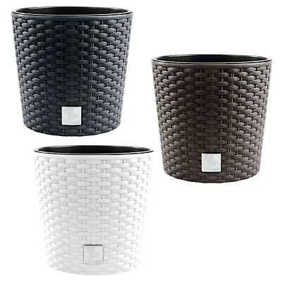 Flower Pot With Insert Round Plant Herbs 4 - 35L Garden Patio Home 3 Colours UK • £38.17
