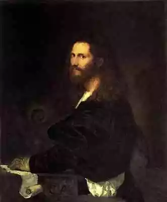 Art Oil Painting Tiziano Vecellio - Portrait Of A Musician & Bearded Long Hair • $69.99