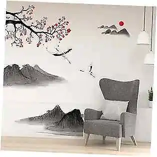  Japanese Style Landscape Painting Wall Stickers - Cherry Blossom Wall Decals   • $25.44