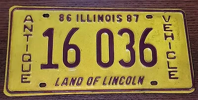 Yellow 1986 Illinois Antique Car Truck  Metal License Plate Sign Ford Model T • $9.99