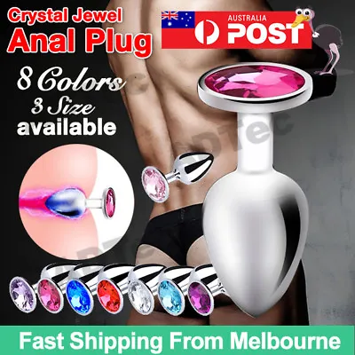 Butt Anal Plug Metal Plugs Jewel Silver Tear Drop 3 Sizes Sex Crystal New • $13.99