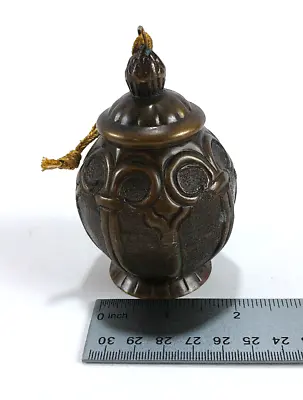 Vintage Brass / Bronze Christmas Ornament Roman Asian Urn Bell 3.5  X 2.5  • $8.03