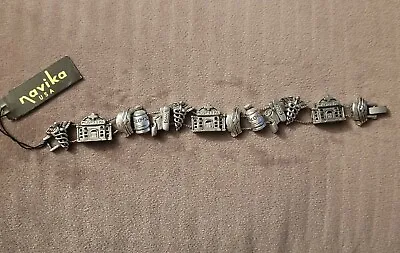 VINTAGE Silver Tone MEDICAL HOSPITAL Theme BRACELET Sliding Charm Nurse Doctor • $12.94