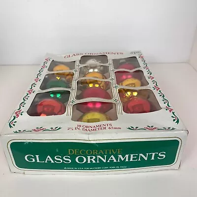 10 Vintage McCrory Corp Mercury Glass Ornaments Multicolor USA Christmas 2 5/8  • $19.56