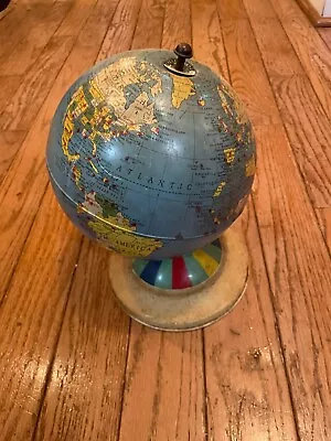 Vintage 8 Inch Magnetic Air Race Globe Replogle Globes Inc. Metal Retro School • $20