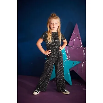 £1 • Buy Studio Girls Sequin Black/Silver Party Jumpsuit Black - Size 6/7 Years RRP 24 