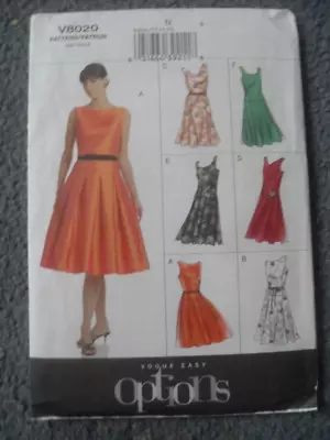 Vogue Easy Sewing Pattern V8020: Dress Ladies Petite + Belt: Size 12-16: Uncut • £7.99