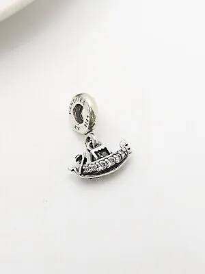 Pandora S925 ALE Sterling Silver Gondola Boat Charm Venice Italy CZ Dangle Bead • £33.78